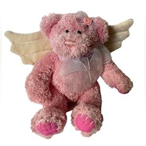 Mary Meyer 2000 Pink Beanie Angel Bear White Wings 7” Millennium Plush Y2K